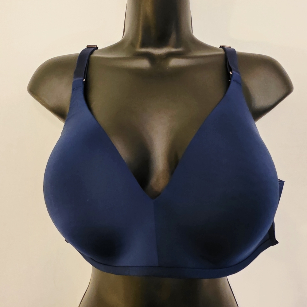 Soma Vanishing 360 Wireless Bra Women 40C Blue Adjustable Straps Full Coverage